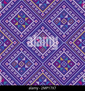 Filipino traditional vector pattern folk art - Yakan cloth inspired vector design, geometric textile or fabric print design from Philippines Stock Vector