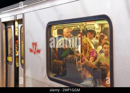 Subway - rush hour passengers, Toronto, Canada Stock Photo