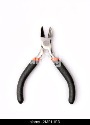 Nippers or diagonal cutting pliers. Wire cutter or flush nippers. Side cutting pliers for electric wire. Professional tools isolated Stock Photo