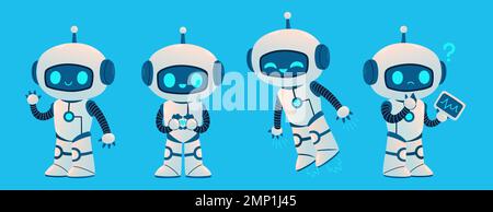 Cute Robot with heart. Cartoon Science Technology Concept Isolated
