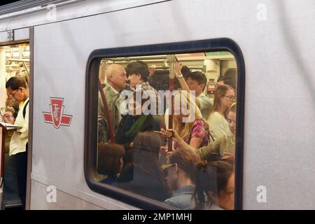 Subway, rush hour passengers, Toronto, Canada Stock Photo