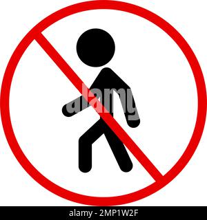 No Entry. Person silhouette and prohibition icon. Editable vector. Stock Vector