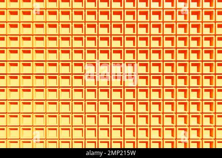 3d illustration of orange wall stripes . Set of squares on monocrome background, pattern. Geometry  background, pattern Stock Photo