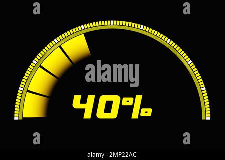 3d illustration  control panel icon with indicator 40 . Low risk concept on speedometer. Credit rating scale Stock Photo