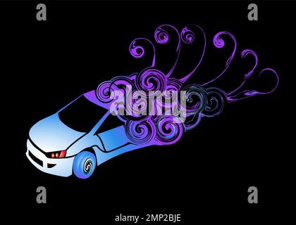 Beautiful Abstract and colorful car drifting racing sport silhouette wallpaper background painting Stock Vector