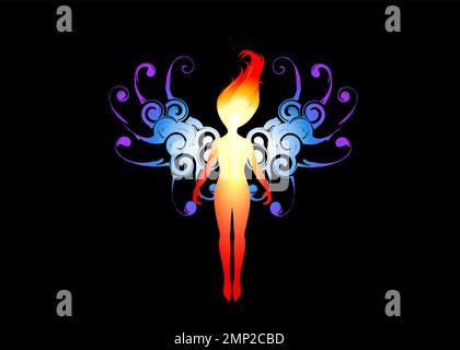 Beautiful Abstract and colorful fairy butterfly magic silhouette wallpaper background painting Stock Vector