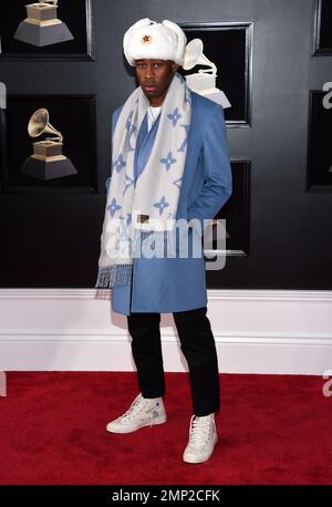 Tyler The Creator arrives at the 60th Annual GRAMMY Awards red carpet at  Madison Square Garden in New York City, NY on January 28, 2018. (Photo by  Anthony Behar/Sipa USA Stock Photo 