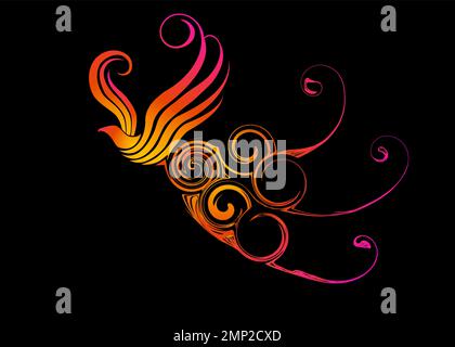 Beautiful Abstract and colorful bird phoenix flying wallpaper background painting Stock Vector