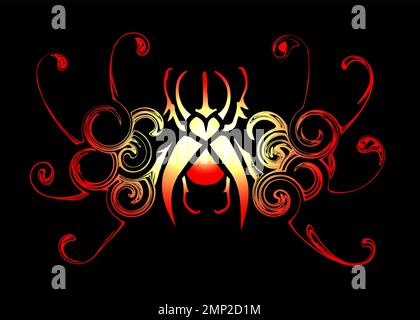 Beautiful Abstract and colorful Rhino beetle insect scarab silhouette wallpaper background painting Stock Vector