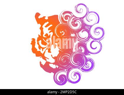 Beautiful Abstract and colorful Tiger Head Silhouette wallpaper background painting Stock Vector