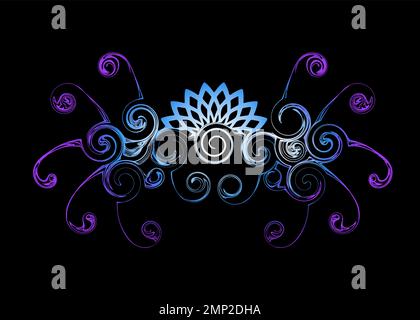 Beautiful Abstract and colorful lotus flower line silhouette wallpaper background painting Stock Vector