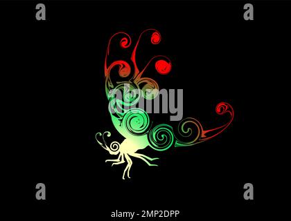 Beautiful Abstract and colorful dragonfly insect silhouette wallpaper background painting Stock Vector