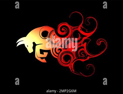 Beautiful Abstract and colorful Bull Attack aggressive silhouette wallpaper background painting Stock Vector