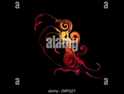 Beautiful Abstract and colorful eagle bird perch silhouette wallpaper background painting Stock Vector