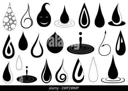 Collage of different water drops isolated on white Stock Photo - Alamy