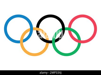 Olympic rings - the five-ringed symbol of the Olympic Games, vector illustration isolated on white Stock Vector