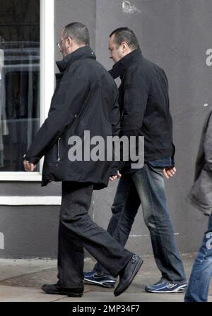 Exclusive!! Jean Reno and his wife Zofia Borucka lunch at the Ivy. Both Reno and Borucka recently completed work on the movie 'Pink Panther 2.' Los Angeles, CA. 2/20/08. Stock Photo