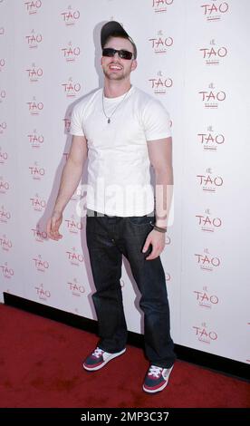 Celebrating the hottest pool party of 2008, Chris Evans poses for photographers before enjoying the many amenities that TAO Beach has to offer during the season kick-off at the Venetian. Las Vegas, NV. 4/12/08. Stock Photo