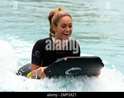 Exclusive!!  Miss Pennsylvania Lauren Merola at Dolphin Cay at Atlantis, Paradise Island in the Bahamas 06/13/08. Stock Photo