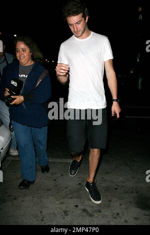 Greek shipping heir and ex-boyfriend of Paris Hilton, Mary-Kate Olsen and Lindsay Lohan Stavros Niarchos heads out to the Crown Bar. He jumps off a high step on his way in making his way around photographers. Los Angeles, CA. 7/2/08. Stock Photo