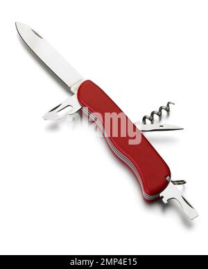 army, swiss, knife, tool, isolated, penknife, metal, screwdriver, pocket, compact, multifunction, opener, blade, travel, red, equipment, scissors, mul Stock Photo