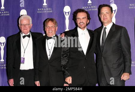 Rick Huxley, Lenny Davidson, Dave Clark and Tom Hanks pose in the press room at The 2008 Rock 'N' Roll Hall of Fame Induction Ceremony at The Waldorf Astoria Hotel in New York, NY. 3/10/08. Stock Photo