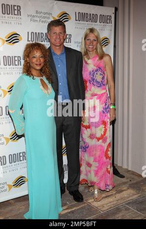 Bahamian tennis pro Mark Knowles and his wife Dawn with Leslie Vanderpool, BIFF founder, at the Bahamas International Film Festival. Nassau, Bahamas. 12/13/09. Stock Photo