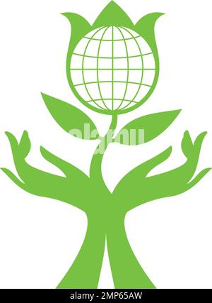 Ecology concept. Think green. concept. Flat vector illustration Stock Vector