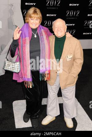 Mickey Rooney and wife at the premiere of '2012' at Regal Cinemas LA Live. Los Angeles, CA. 11/3/09. Stock Photo