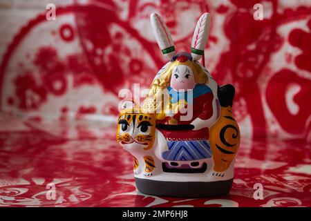 Tu Chinese Rabbit Chinese traditional handmade craftwork 'Tu'er Ye' or Rabbit God Stock ...