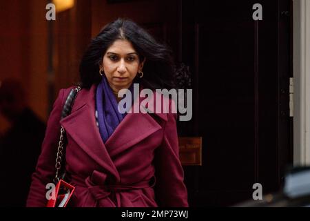 Downing Street, London, UK. 31st January 2023.  Suella Braverman QC MP, Secretary of State for the Home Department, attends the weekly Cabinet Meeting at 10 Downing Street. Photo by Amanda Rose/Alamy Live News Stock Photo