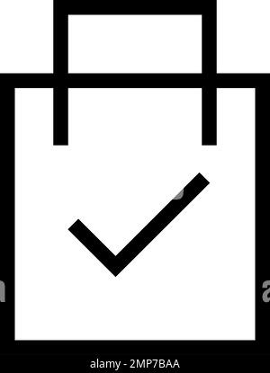 Shopping bag icon with check mark. Purchased. Editable vector. Stock Vector
