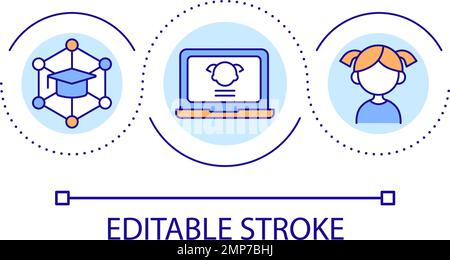 Online education resources for children loop concept icon Stock Vector
