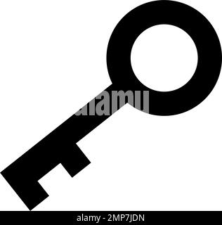 Old key silhouette icon. Editable vector. Stock Vector