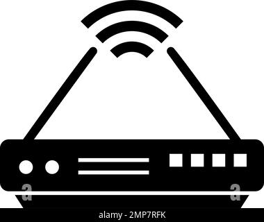 Wireless router silhouette icon. Internet Wi-Fi. Editable vector. Stock Vector