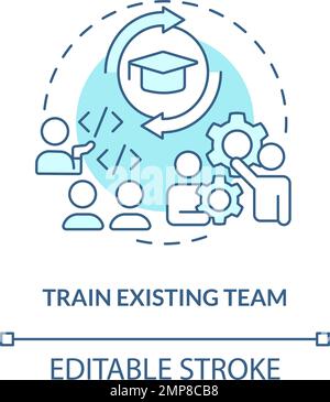 Train existing team turquoise concept icon Stock Vector