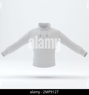 White hoodie template. Cropped long sleeve hoodie, hoodie for print design mockup. Stock Photo