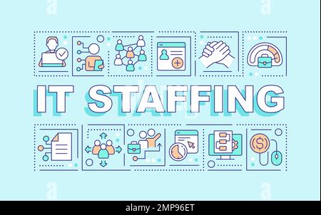 IT staffing word concepts mint blue banner Stock Vector