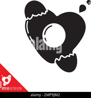 Broken egg in heart shape vector glyph icon Stock Vector