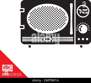 Retro style microwave oven vector glyph icon Stock Vector