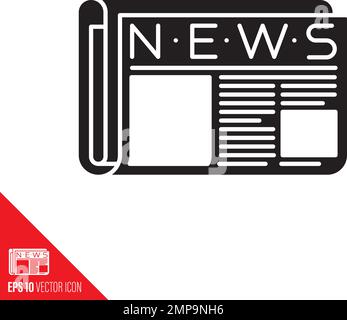 Rolled newspaper vector glyph icon. Media symbol. Stock Vector
