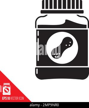 Jar of peanut butter vector glyph icon. Spread symbol. Stock Vector