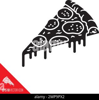 Slice of Pepperoni Pizza vector glyph icon. Stock Vector