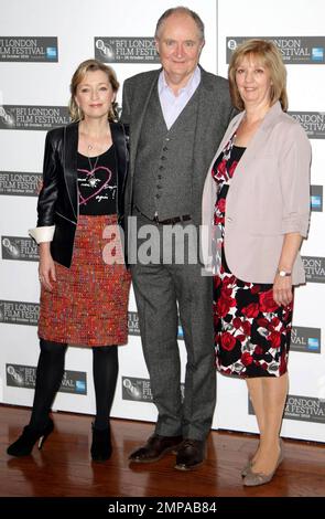 Lesley Manville, Jim Broadbent and Ruth Sheen at the photocall for 'Another Year' at the 54th BFI London Film Festival at Vue West End in London, UK. 10/18/10. Stock Photo