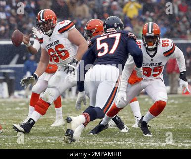 Cleveland Browns quarterback DeShone Kizer (7) looks to throw a pass  against the Chicago Bears during an NFL football game in Chicago, Saturday,  Dec. 24, 2017. The Bears defeated the Browns 20-3. (