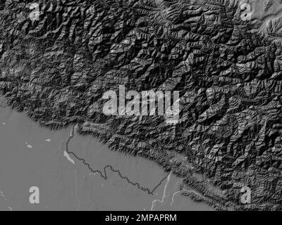 Far-Western, development region of Nepal. Bilevel elevation map with lakes and rivers Stock Photo