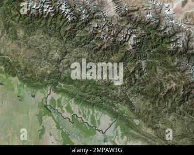 Far-Western, development region of Nepal. High resolution satellite map Stock Photo