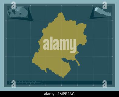 Far-Western, development region of Nepal. Solid color shape. Corner auxiliary location maps Stock Photo