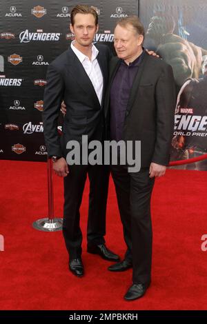 Alexander Skarsgard and Stellan Skarsgard at the world premiere of Marvel's The Avengers at El Capitan Theatre. Los Angeles, CA. 11th April 2012. . Stock Photo