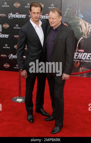 Alexander Skarsgard and Stellan Skarsgard at the world premiere of Marvel's The Avengers at El Capitan Theatre. Los Angeles, CA. 11th April 2012. . Stock Photo